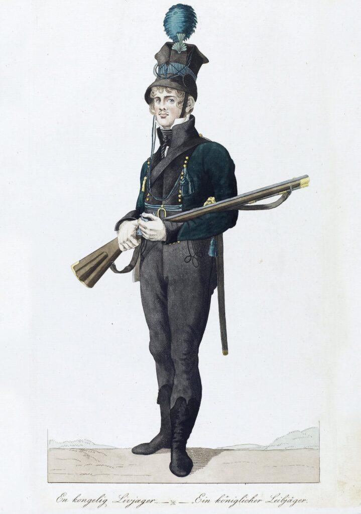 En Kongelig livjæger. Danske Uniformer 1845 Chr. Bruun