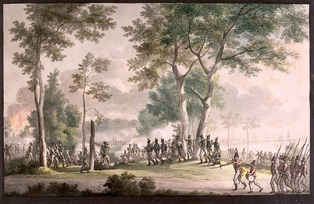 C.W. Eckersberg - Livjægernes udfald i Classens have 31.august 1807