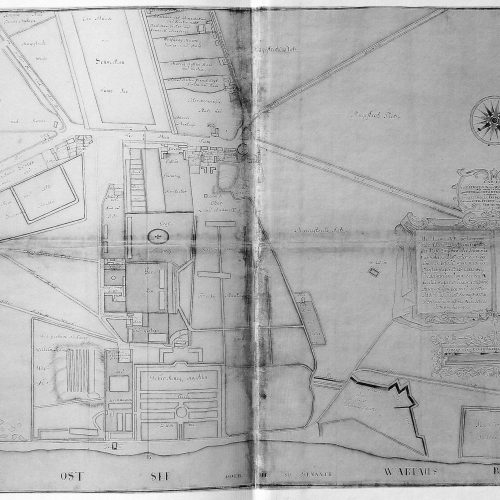 Kort over Østerbro 1728. Formenligt det ældste kort over bydelen. Forsvarets arkiver
